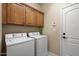 Bright laundry room features ample cabinetry and a full-size washer and dryer at 22454 N San Ramon Dr, Sun City West, AZ 85375