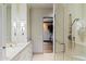 Elegant bathroom with double vanity, large shower, and bright lighting at 8124 E Paraiso Dr, Scottsdale, AZ 85255