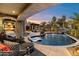 Luxury pool and spa with comfortable seating; sunset view at 8124 E Paraiso Dr, Scottsdale, AZ 85255