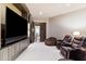 Home theater with comfortable seating and large screen TV at 8124 E Paraiso Dr, Scottsdale, AZ 85255