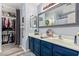 Bathroom with a double vanity and dark blue cabinets at 11830 W Avenida Del Sol --, Sun City, AZ 85373