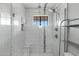 Modern shower with subway tile and built-in bench at 1211 N Miller Rd # 201, Scottsdale, AZ 85257