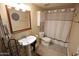 Clean bathroom with pedestal sink and shower/tub combo at 1351 N Pleasant Dr # 2172, Chandler, AZ 85225