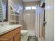 Clean bathroom with shower/tub combo and updated vanity at 14905 W Dovestar Dr, Surprise, AZ 85374