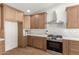 Modern kitchen with light wood cabinets, white backsplash and stainless steel appliances at 3258 E Dover St, Mesa, AZ 85213