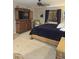 Well-lit main bedroom with ceiling fan, decorative curtains, and carpeted floors at 50530 W Mockingbird Ln, Maricopa, AZ 85139