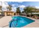 Community pool with a covered patio area at 625 N Hamilton St # 11, Chandler, AZ 85225