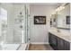 Spa-like bathroom with walk-in shower and double vanity at 7363 E Casitas Del Rio Dr, Scottsdale, AZ 85255