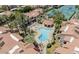 Aerial view of community pool and tennis courts at 9708 E Via Linda -- # 2313, Scottsdale, AZ 85258