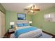 Bedroom with green walls, wood floors, and ceiling fan at 10828 N Biltmore Dr # 110, Phoenix, AZ 85029