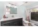 Updated bathroom with subway tile shower and vanity at 4511 W Sandra Ter, Glendale, AZ 85306