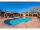 Resort-style pool with multiple cabanas at 17353 N 99Th St, Scottsdale, AZ 85255