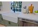 Kitchen features a farmhouse sink, stainless steel appliances and a view of the backyard at 18 W Kaler Dr, Phoenix, AZ 85021