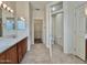 Main bathroom with double vanity and access to a walk-in closet at 18328 N Avalon Ln, Surprise, AZ 85374