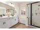 Modern bathroom with soaking tub and walk-in shower at 2485 S Quaintance St, Gilbert, AZ 85295