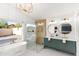 Modern bathroom with a soaking tub, walk-in shower, and dual vanity at 29840 N 43Rd Way, Cave Creek, AZ 85331