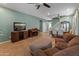 Cozy living area featuring a piano, TV, comfortable seating, and tile floors at 3501 E Apricot Ln, Gilbert, AZ 85298