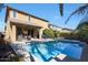 Private backyard oasis with sparkling pool at 3501 E Apricot Ln, Gilbert, AZ 85298