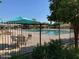 Community pool with patio furniture and umbrellas at 3919 E Blue Sage Rd, Gilbert, AZ 85297