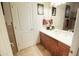 Clean bathroom with a vanity and shower/tub combo at 6416 W Parkside Ln, Glendale, AZ 85310