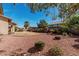 Enjoy the spacious backyard featuring desert landscaping and cozy seating at 7461 W Tumblewood Dr, Peoria, AZ 85382