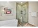 Spa-like bathroom with walk-in shower and soaking tub at 7500 E Boulders Pkwy # 11, Scottsdale, AZ 85266