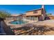 View of fenced backyard pool with a house in the background at 9325 E Fairfield St, Mesa, AZ 85207