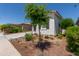 A well-manicured front yard with desert landscaping and a shade tree by the home at 19756 W Roma Ave, Litchfield Park, AZ 85340
