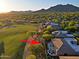 Aerial view of house near golf course at 33448 N 69Th Pl, Scottsdale, AZ 85266