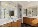 Elegant bathroom with double sinks and a large mirror at 3543 W Magellan Dr, Anthem, AZ 85086