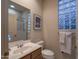 Clean bathroom with shower, sink, and toilet at 7073 E Brilliant Sky Dr, Scottsdale, AZ 85266