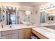 Double vanity bathroom with large mirror and good counter space at 7708 E Park View Dr Dr, Mesa, AZ 85208