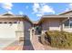 View of the exterior front entrance of the home, showcasing the front garden and walkway to the front door at 2850 E Cortez St, Phoenix, AZ 85028