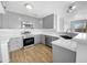Modern kitchen with gray cabinets and stainless steel appliances at 40551 N Jodi Dr, San Tan Valley, AZ 85140