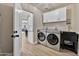 Convenient laundry room with washer, dryer, sink, and storage cabinets at 545 W Windsor Ave, Phoenix, AZ 85003