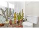 Bright bathroom featuring a toilet and a shower curtain with a desert cactus theme at 1179 N Granada Dr, Chandler, AZ 85226