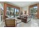 Living room with sliding doors opening to a pool and patio area at 11890 N 118Th St, Scottsdale, AZ 85259