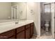 Clean bathroom with single vanity and shower/tub combo at 13608 N 150Th Ln, Surprise, AZ 85379