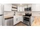 Modern kitchen with butcher block countertops, stainless steel appliances, and white shaker cabinets at 3511 E Baseline Rd # 1206, Phoenix, AZ 85042