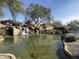 Community water feature with rock waterfall and a large 