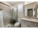 Bathroom with shower, toilet, and vanity with a modern design at 29215 N Horton Creek Trl, Rio Verde, AZ 85263