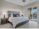 Spacious bedroom with a king-size bed and direct access to the backyard patio at 29600 N 106Th N Pl, Scottsdale, AZ 85262