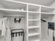 Walk-in closet with custom shelving and hanging rods at 6000 E Camelback Rd # 7707, Scottsdale, AZ 85251