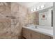 Bathroom with single vanity, modern fixtures, and updated cabinetry at 7117 E Rancho Vista Dr # 3010, Scottsdale, AZ 85251