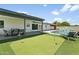 Enjoy outdoor living with this backyard featuring a putting green, pool, and covered patio at 8312 E Mackenzie Dr, Scottsdale, AZ 85251