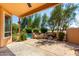 Relaxing backyard oasis with a paved patio, a refreshing pool, and lush landscaping at 968 S Western Skies Dr, Gilbert, AZ 85296