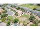 Aerial view of a house and surrounding park, showcasing a desirable location at 3503 E Princeton Ct, Gilbert, AZ 85234