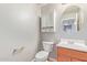 Small bathroom with single sink vanity and toilet at 3503 E Princeton Ct, Gilbert, AZ 85234