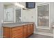 Elegant bathroom boasts double vanity, large mirror, and a view at 3503 E Princeton Ct, Gilbert, AZ 85234