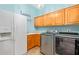 Laundry room with washer, dryer, and cabinets at 3503 E Princeton Ct, Gilbert, AZ 85234